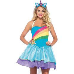 Eenhoorn Kostuum | Wonderland Rainbow Unicorn | Vrouw | Medium / Large | Carnaval kostuum | Verkleedkleding